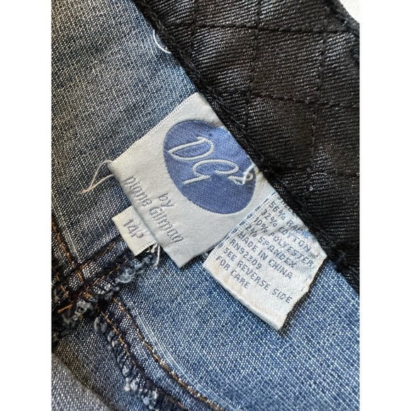 DG2 by Diane Gilman Baby Bootcut Gold Chain Leather Pocket Jeans Size Women's14P - Picture 6 of 12